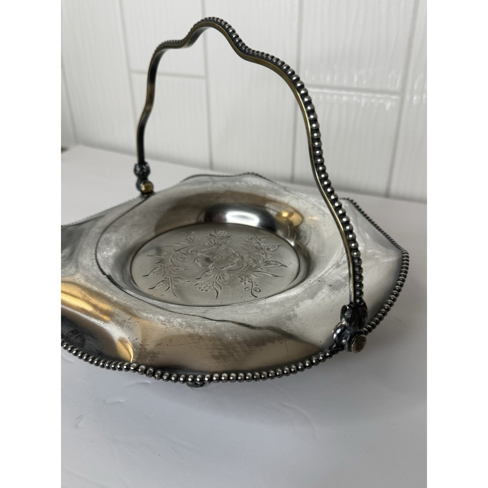 Antique Barbour Silver Co Quadruple Silverplate Bridal Basket Dish 1892-1898 GUC - Picture 14 of 16